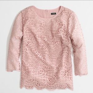 J. Crew Blush Pink Scalloped Lace Blouse